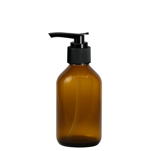 Frasco em vidro ambar com válvula PUMP - 100 ml (kit ou unidade)