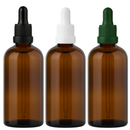 Frasco âmbar com conta-gotas PREMIUM R18 - 100 ml (unitário ou kit) Preto / Branco / Verde