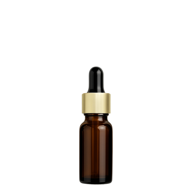 Frasco âmbar com conta-gotas dourado e bulbo preto - 10 ml (unitário ou kit)