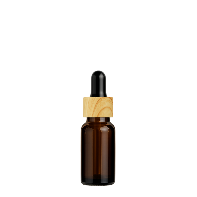 Frasco âmbar conta-gotas tampa madeira bulbo branco R18 - 10 ml (Unidade ou kit)