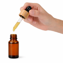 Frasco âmbar conta-gotas tampa madeira bulbo preto R18 - 10 ml (Unidade ou kit)