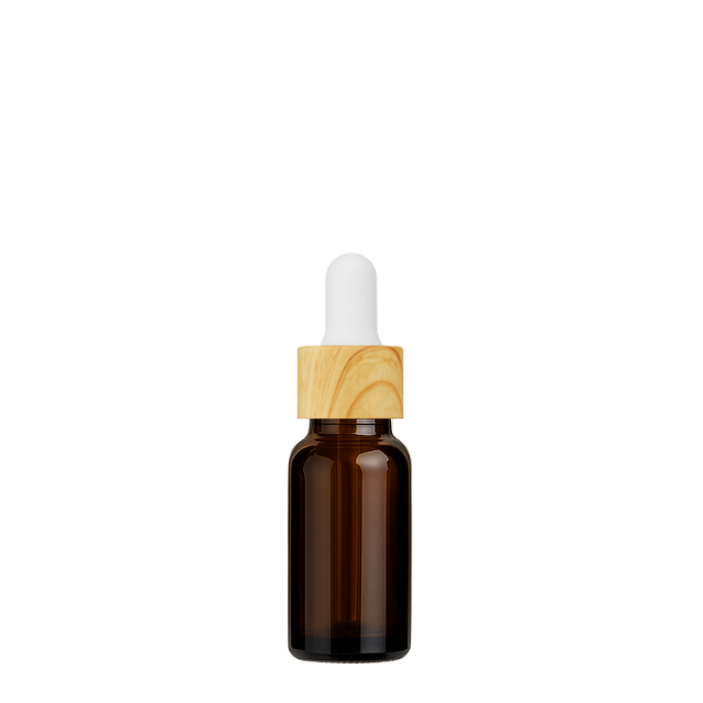 Frasco âmbar conta-gotas tampa madeira bulbo branco - 10 ml (Unidade ou kit)