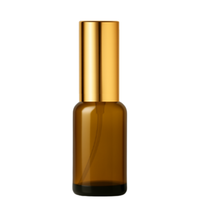 Frasco em vidro âmbar com válvula spray dourada - 20 ml (unidade ou kit)