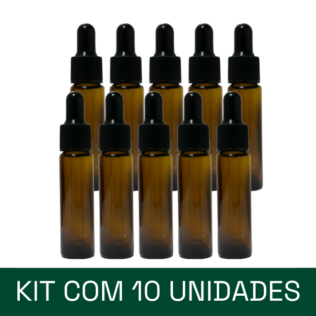 Frascos em vidro âmbar com conta-gotas 10 ml (unidade ou kit)