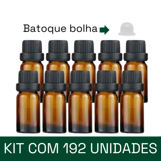 Frasco em vidro âmbar com batoque BOLHA - 10 ml (unidade ou kit)
