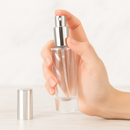 Frasco Luxo transparente com válvula spray prateada - 30 ml (unidade ou kit)