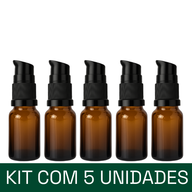 Frasco em vidro âmbar com válvula dosadora - 10 ml (unidade ou kit)