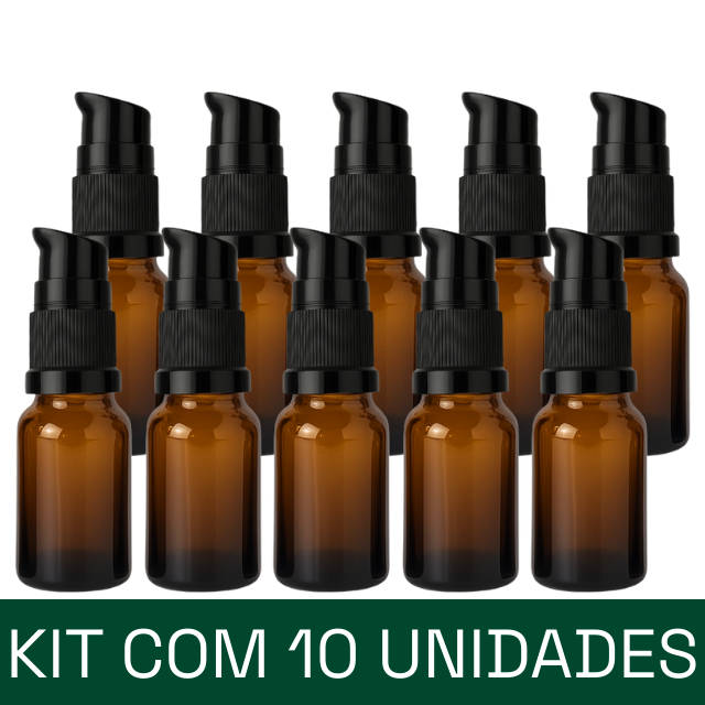 Frasco em vidro âmbar com válvula dosadora - 10 ml (unidade ou kit)