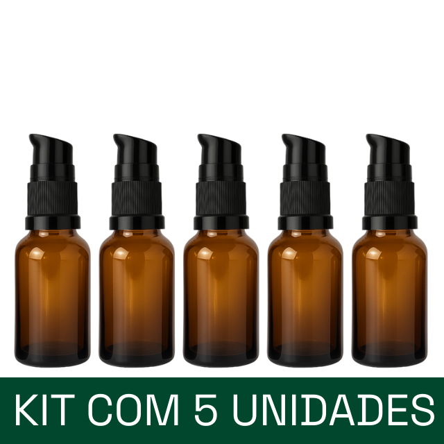 Frasco em vidro âmbar com válvula dosadora - 20 ml (unidade ou kit)