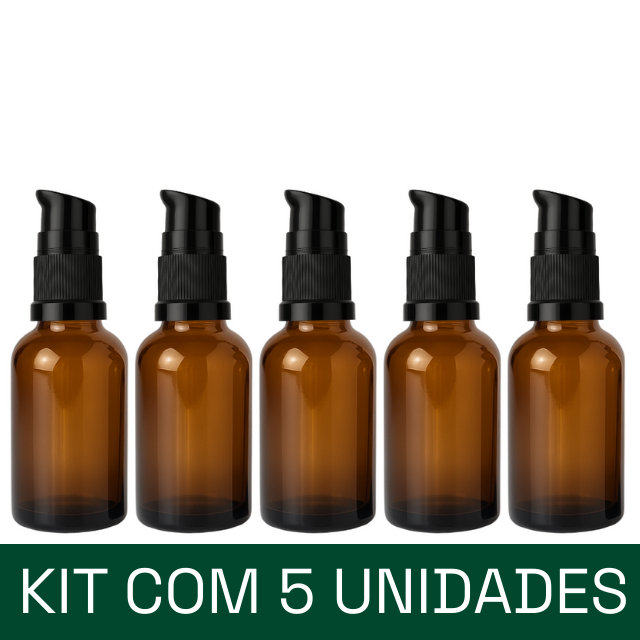 Frasco em vidro âmbar com válvula dosadora - 30 ml (unidade ou kit)