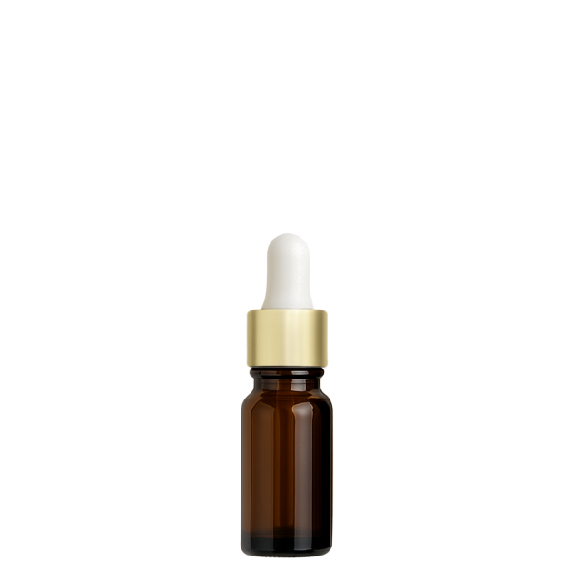 Frasco âmbar com conta-gotas dourado e bulbo branco - 5 ml (unitário ou kit)