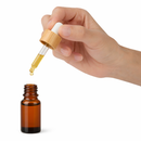 Frasco âmbar conta-gotas tampa madeira bulbo branco - 5 ml (Unidade ou kit)