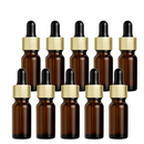 Frasco âmbar com conta-gotas dourado e bulbo preto - 5 ml (unitário ou kit)