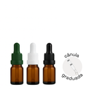 Frasco âmbar com conta-gotas PREMIUM GRADUADO - 5 ml (unitário ou kit) - Preto / Branco / Verde