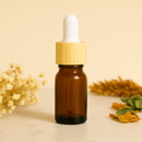 Frasco âmbar conta-gotas tampa madeira bulbo branco - 5 ml (Unidade ou kit)