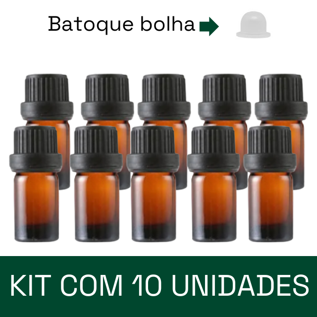 Frasco em vidro âmbar com batoque BOLHA - 5 ml (unidade ou kit)