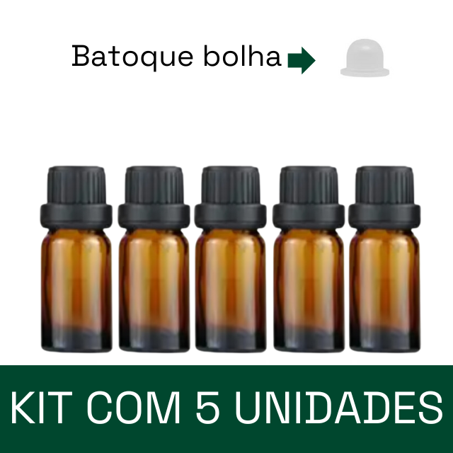 Frasco em vidro âmbar com batoque BOLHA - 10 ml (unidade ou kit)