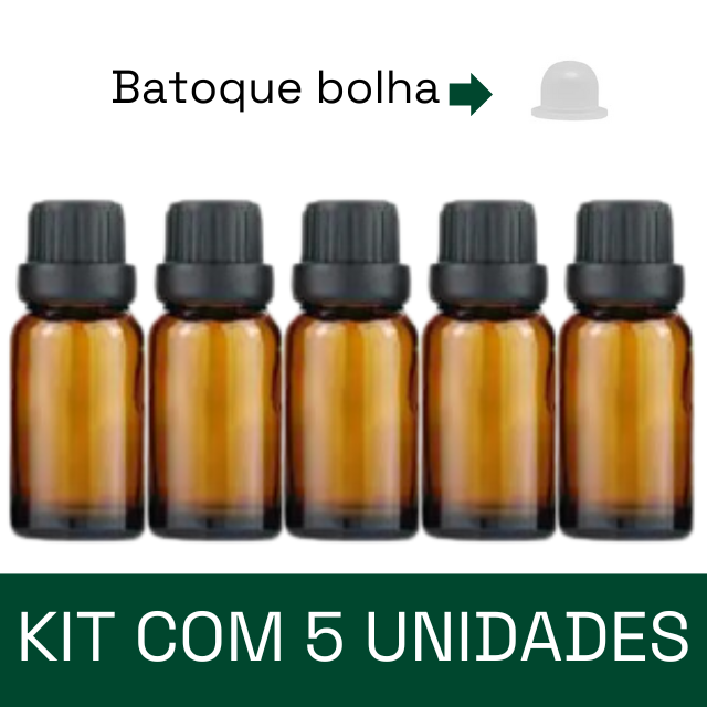 Frasco em vidro âmbar com batoque BOLHA - 20 ml (unidade ou kit)