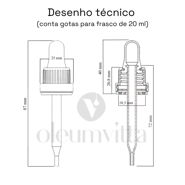Frasco âmbar com conta-gotas PREMIUM - 20 ml (unitário ou kit) - Preto ou Branco