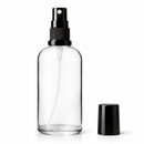 Frasco transparente com válvula spray R18 preta plástica - 100 ml (unidade ou kit)