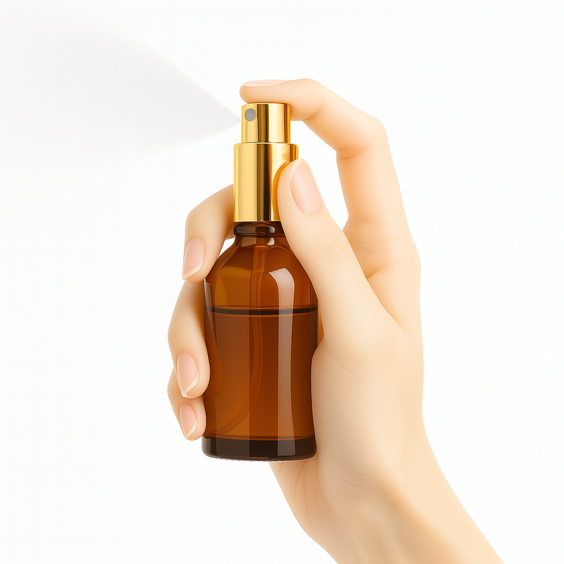 Frasco âmbar com válvula spray dourada - 50 ml (unidade ou kit)