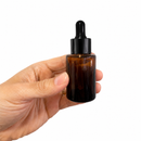 Frasco vidro âmbar ombro reto conta-gotas tampa preta 30 ml