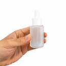 Frasco vidro transparente fosco ombro reto conta-gotas tampa branca 30 ml