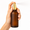 Frasco âmbar fosco com válvula spray R18 dourada - 100 ml para perfumes, fragrâncias e aromatizadores