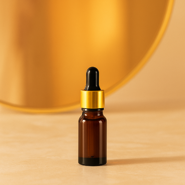 Frasco âmbar com conta-gotas dourado e bulbo preto - 5 ml (unitário ou kit)