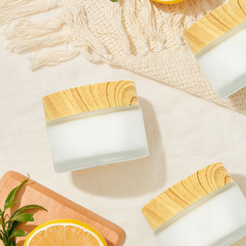 Frasco de vidro com tampa textura bambu para cosmético - 30 gramas (kit ou unidade)