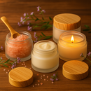 Frasco de vidro com tampa plástica textura bambu para cosmético - 50 gramas (kit ou unidade)