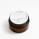 Frasco vidro âmbar com tampa preta com espátula - 50 gramas / ml — embalagem profissional para cosmética