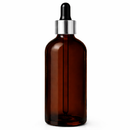 Frasco âmbar conta-gotas tampa prateada bulbo preto R18 - 100 ml — ideal para aromaterapia, óleos terapêuticos e cosmética