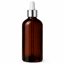 Frasco âmbar conta-gotas tampa prateada bulbo branco R18 - 100 ml — ideal para aromaterapia, óleos terapêuticos e cosmética