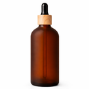 Frasco fosco âmbar conta-gotas tampa madeira bulbo preto R18 - 100 ml — ideal para aromaterapia, óleos terapêuticos e cosmética