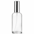Frasco transparente com válvula spray prateada luxo R18 - 100 ml — ideal para perfumaria e perfume de ambientes