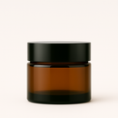 Frasco de vidro âmbar com tampa preta para cosmético - 50 gramas (kit ou unidade)