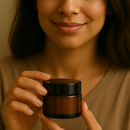 Frasco de vidro âmbar com tampa preta para cosmético - 50 gramas (kit ou unidade)