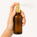 Frasco âmbar com válvula spray R18 dourada - 100 ml (unidade ou kit)