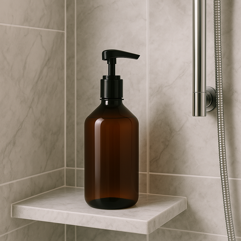 Frasco em PET âmbar com válvula PUMP alta vazão - 500 ml