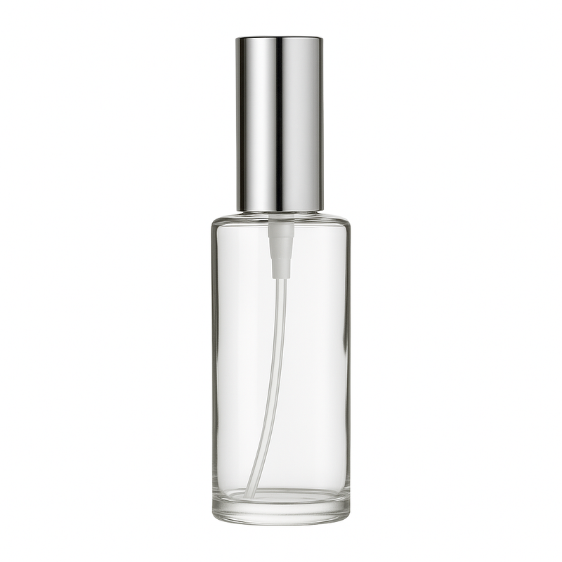 Frasco Luxo transparente com válvula spray prateada - 60 ml (unidade ou kit)
