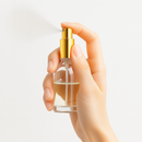 Frasco transparente com válvula spray dourada R18 - 30 ml (unidade ou kit)