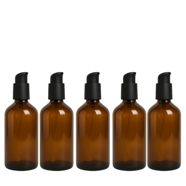 Frasco em vidro ambar com válvula pump PREMIUM - 200 ml