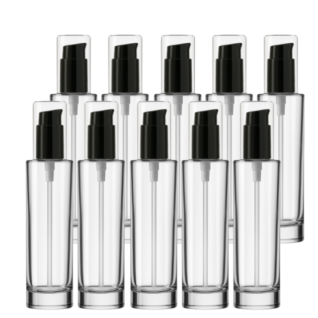 Frasco Luxo transparente com válvula dosadora preta - 30 ml (unidade ou kit)