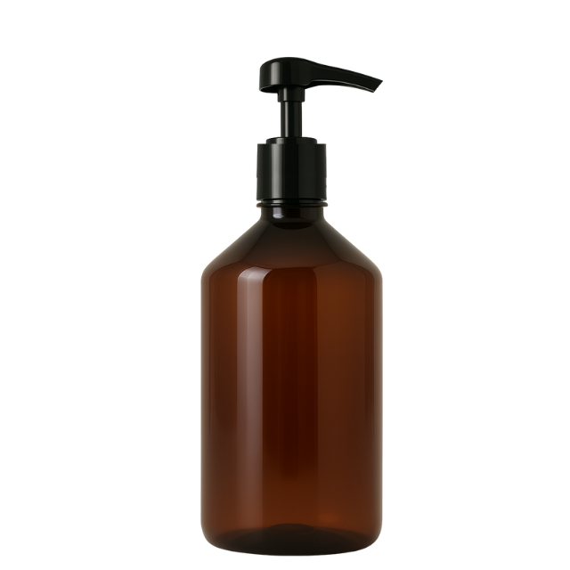 Frasco em PET âmbar com válvula PUMP alta vazão - 500 ml