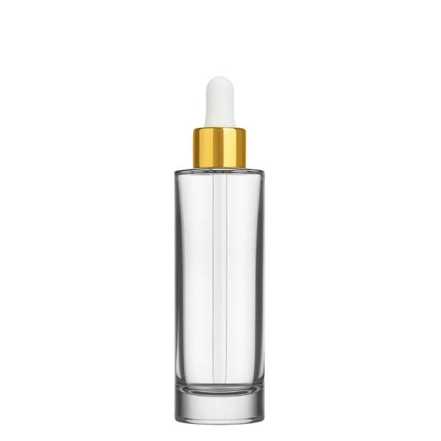 Frasco transparente com conta-gotas branco dourado - 30 ml (kit ou unidade)