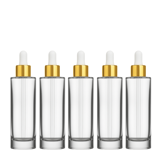 Frasco transparente com conta-gotas branco dourado - 30 ml (kit ou unidade)