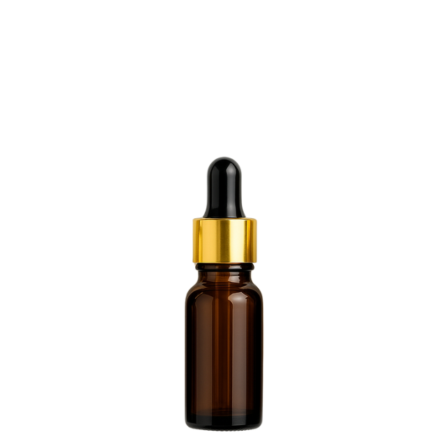 Frasco âmbar com conta-gotas dourado e bulbo preto - 10 ml (unitário ou kit)
