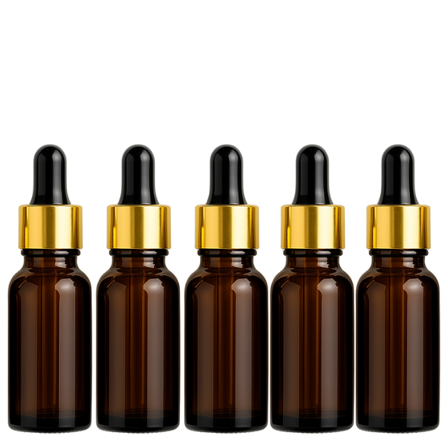 Frasco âmbar com conta-gotas dourado e bulbo preto - 15 ml (unitário ou kit)
