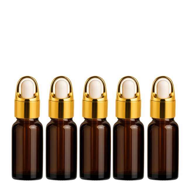 Frasco âmbar conta-gotas cesta dourado bulbo branco - 10 ml (Unidade ou kit)